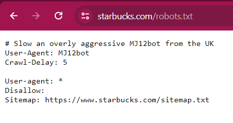 Robots.txt örneği