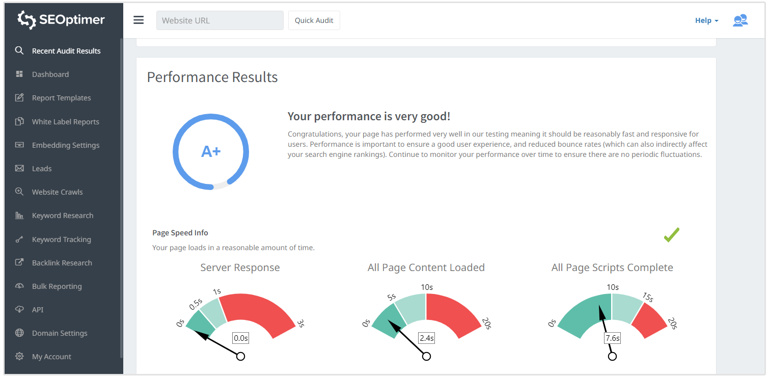 pagespeed in website audit